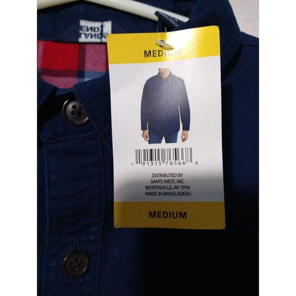 Lands End Mens Flannel Lined Work Shirt Jacket Shacket Navy Blue Size Medium New - Picture 7 of 11
